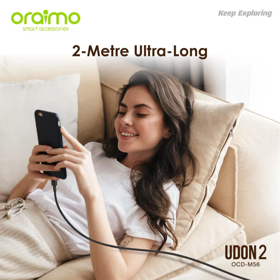 Oraimo Udon 2 Fast Charging Data Cable 2 Meters Longer & Stronger- MicroUSB