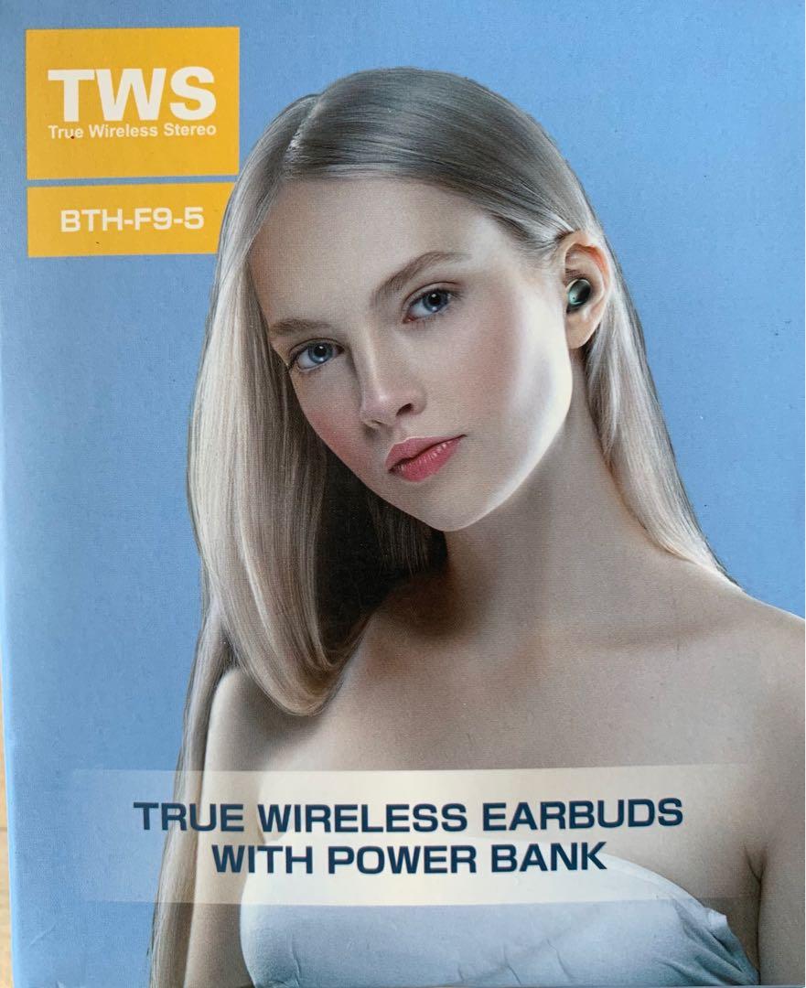 TWS BTH-F9-5 True Wireless Earbuds with Powerbank