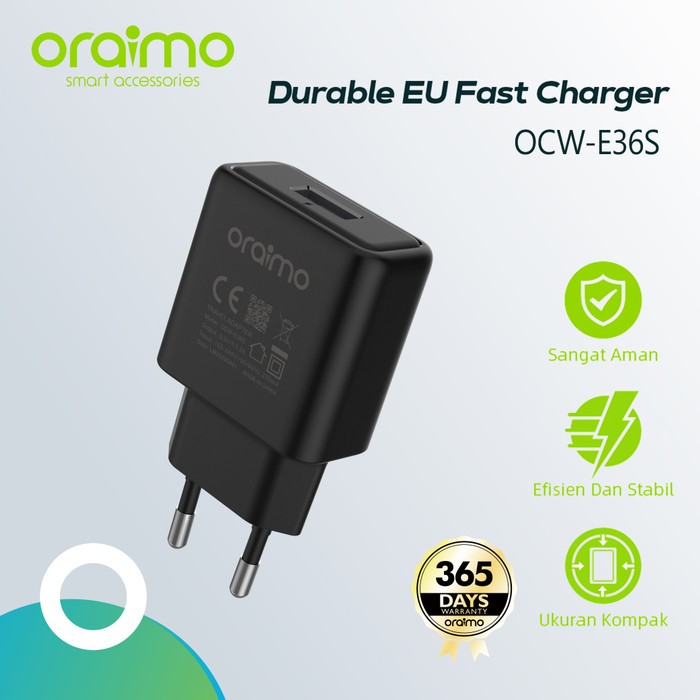 Oraimo OCW E36S Charger 6W Charging Smart Chip Ultra Durable Cable - MicroUSB