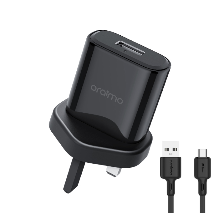 Oraimo Powercube 2 2A Fast Charging UK Type Charger with free fast micro-USB cha