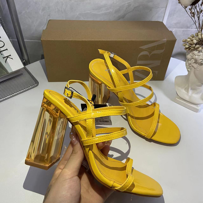 Women's Yellow Sandals transparent heel