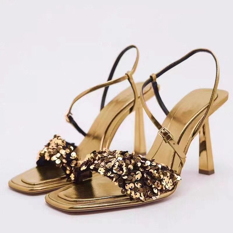 Sequinned High-Heel Sandals - 303 - Women - Zara