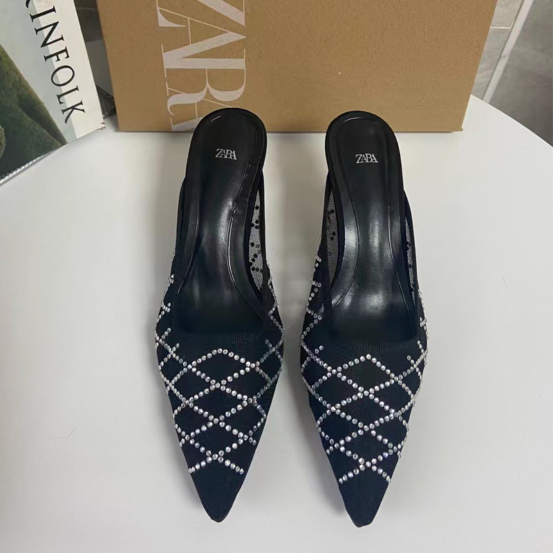 Zara Transparent Heel Shoes With Rhinestones - 040 - Women