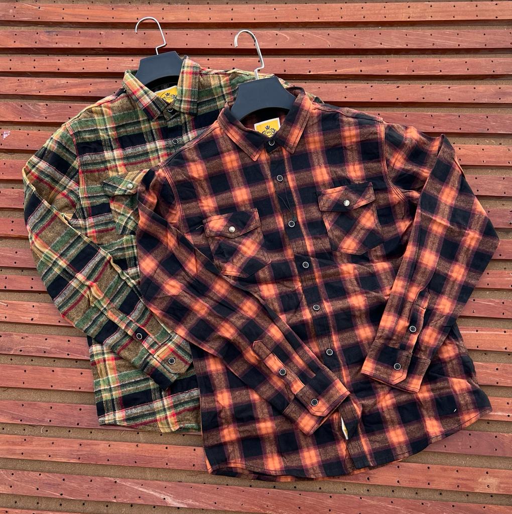 100% Cotton Check Shirt With Sleeve Turn