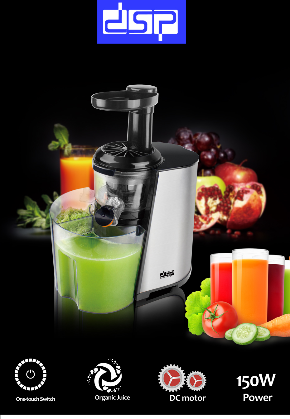 Dsp Home Professional Slow Juice Machine, Kj3022