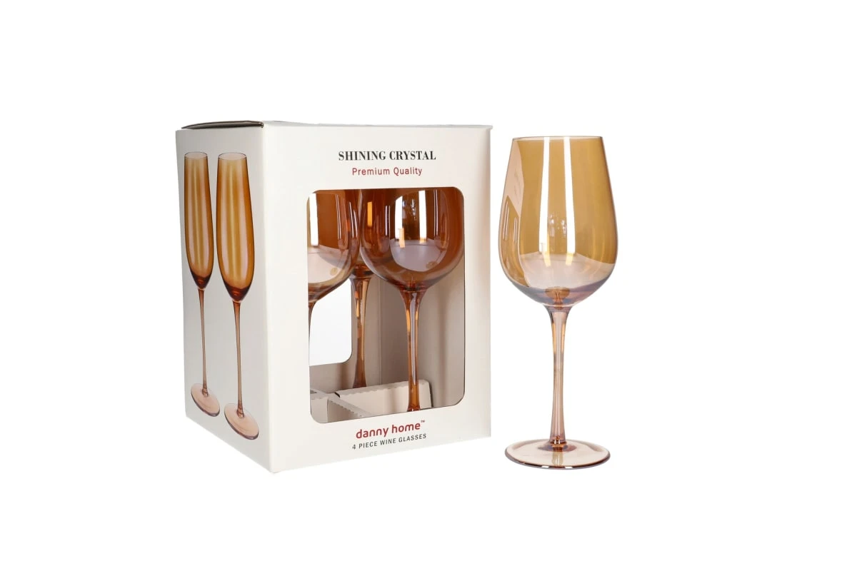 Orange Crystal 4 Pcs Wine Glasses 23cm