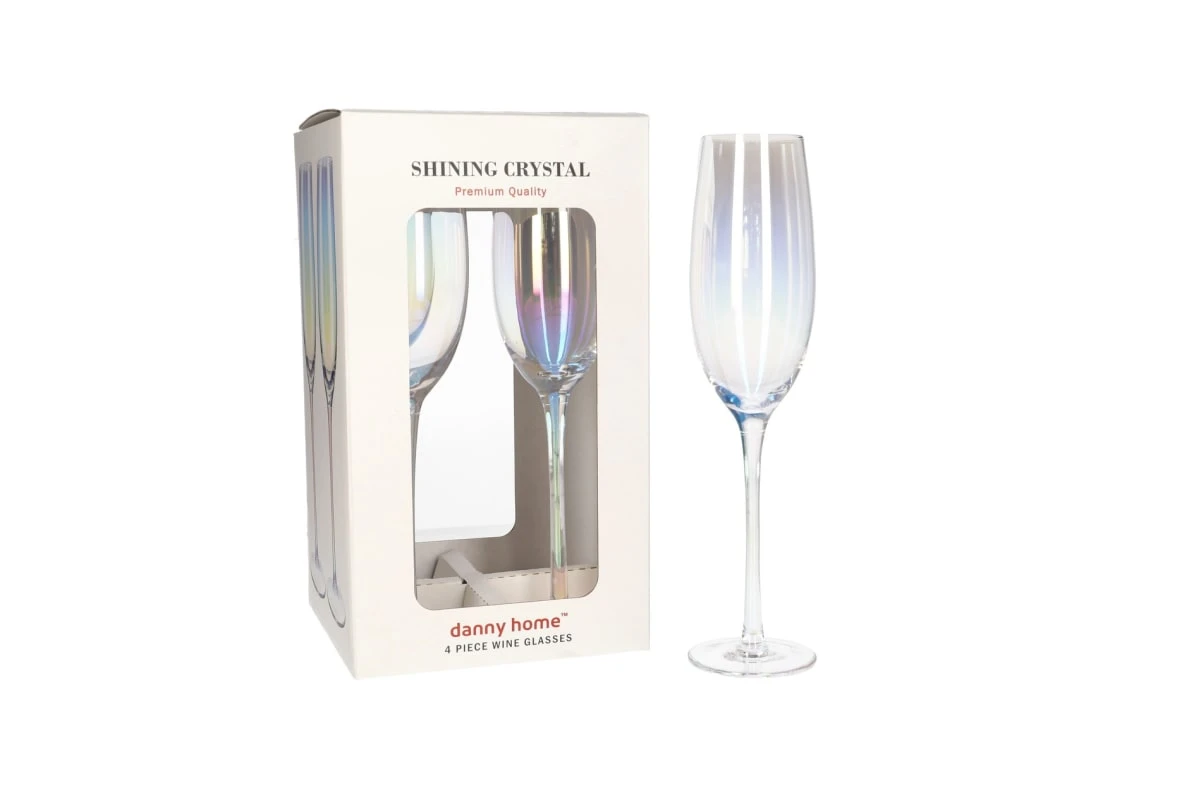 Shining Crystal 4 Pcs Champagne Glasses 25cm