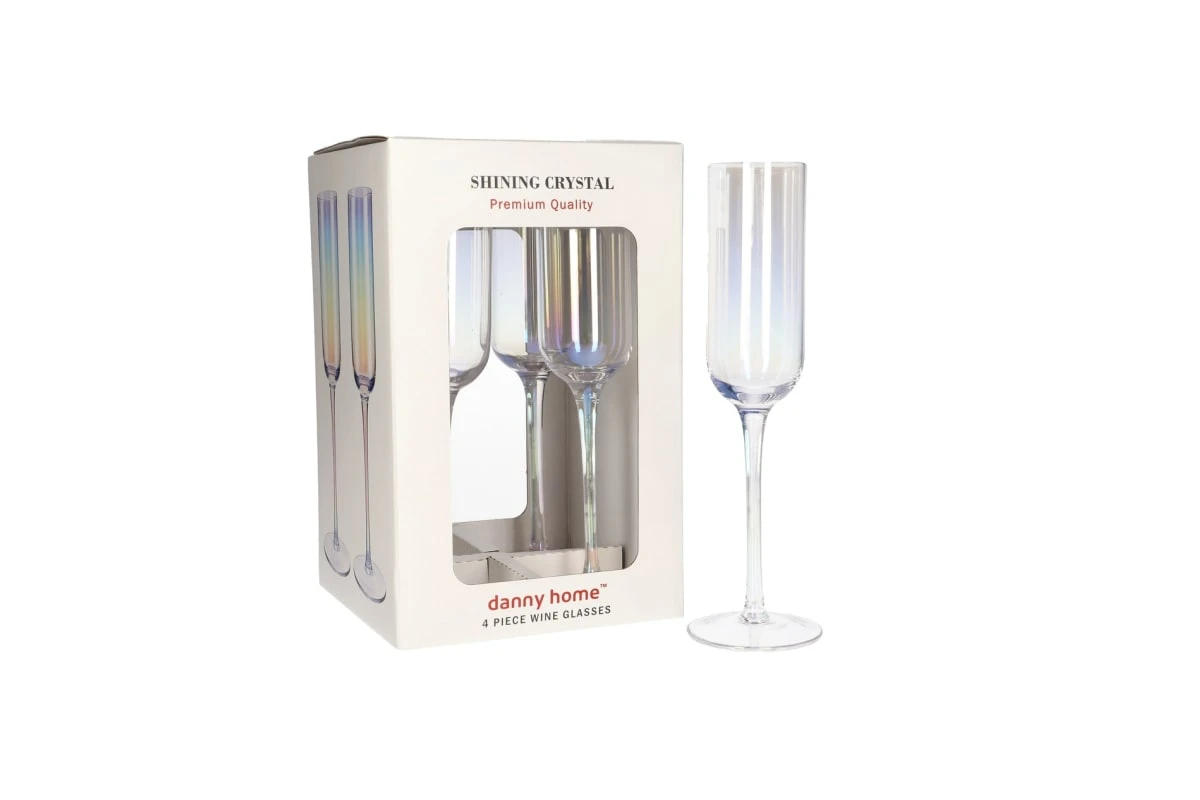 Shining Crystal 4 Pcs Champagne Glasses 24cm